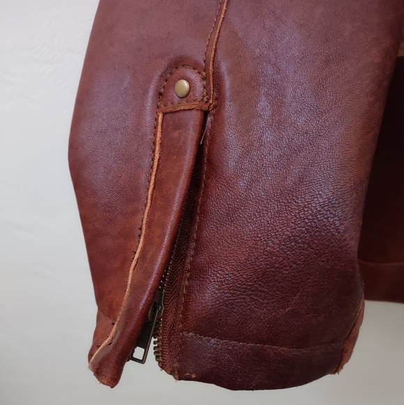 Joseph Barry tobacco brown leather bomber jacket coat size Large - Picture 8 of 14